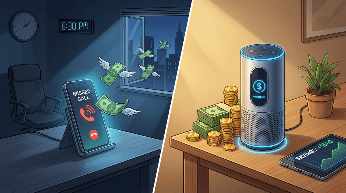 Before and after: Missed calls losing money vs AI assistant capturing revenue