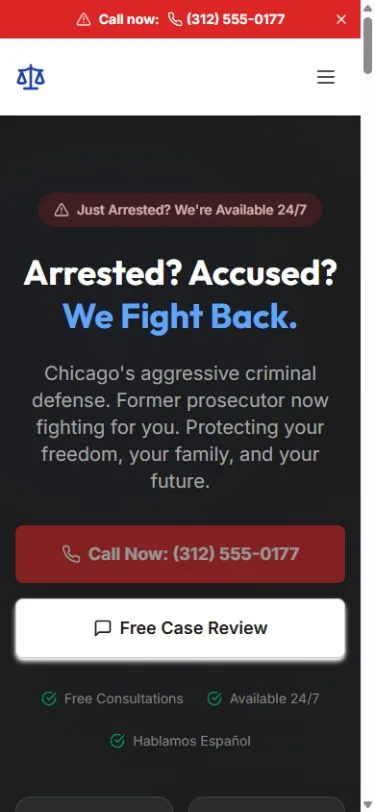 Castellano Defense Group actual mobile website screenshot