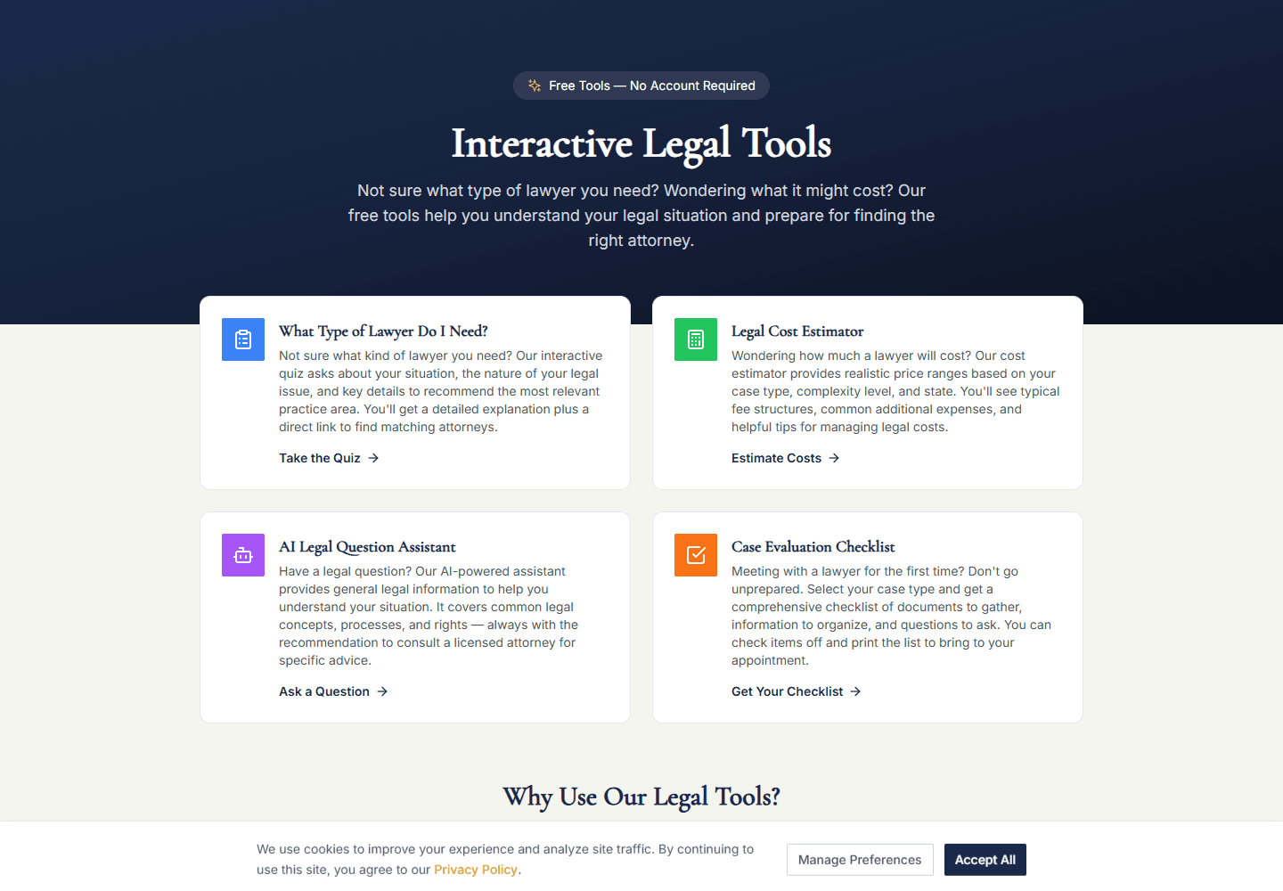 Law Firm Directory actual desktop website screenshot