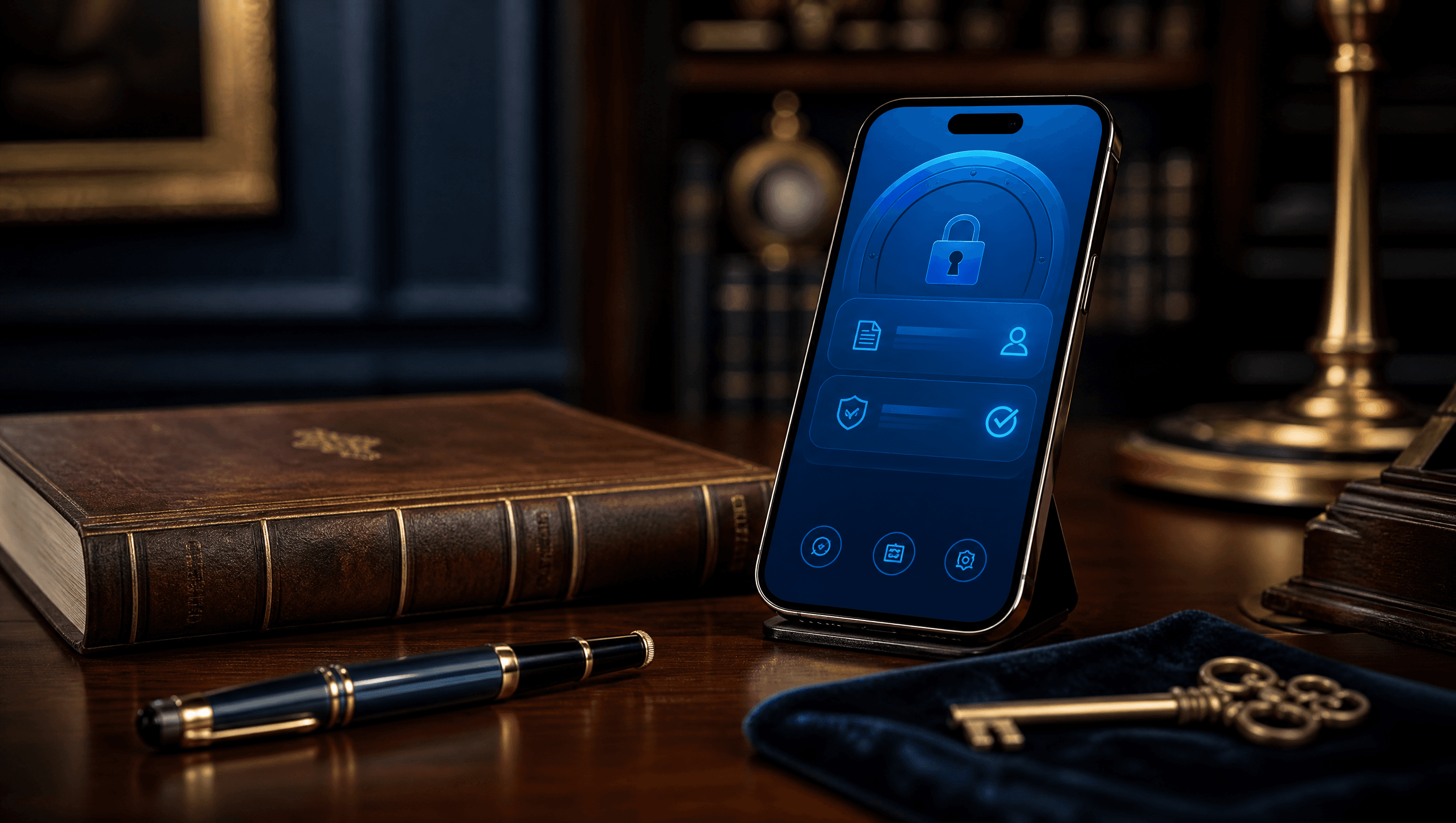 Branded mobile app for an estate planning law firm shown on an iPhone