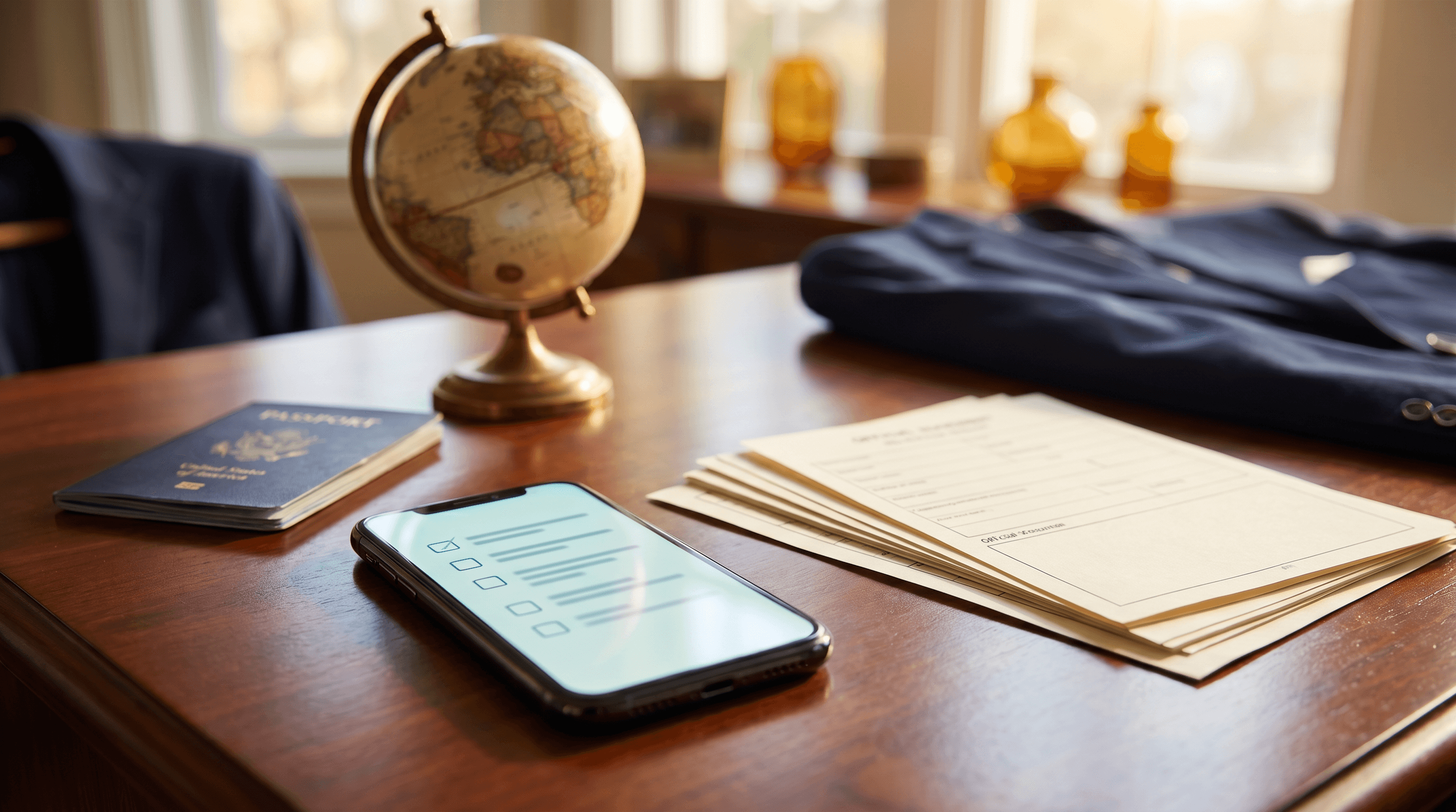 Multilingual immigration document checklist app on a smartphone