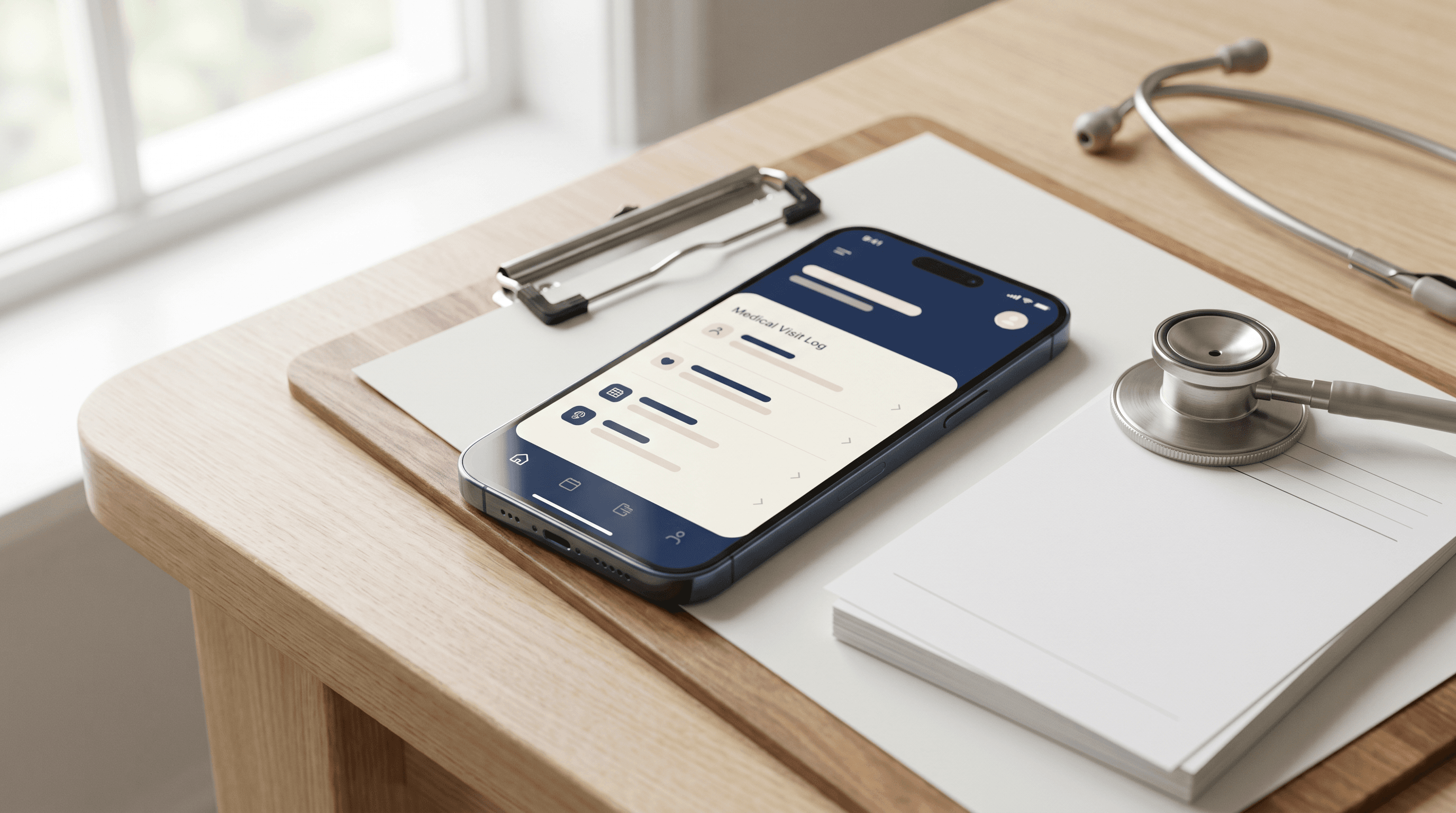 Workers compensation medical visit log app on a smartphone